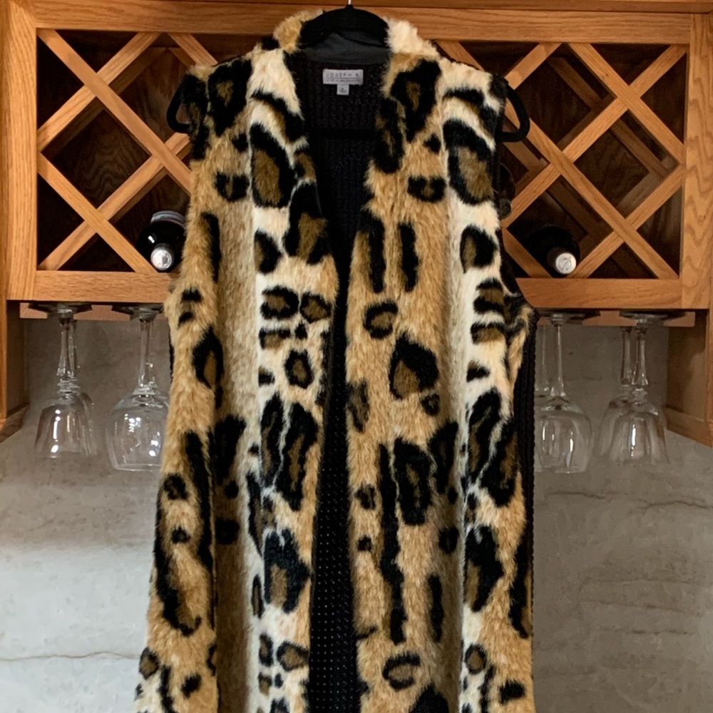 Long Leopard Faux Fur Vest